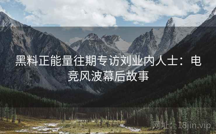 黑料正能量往期专访刘业内人士：电竞风波幕后故事